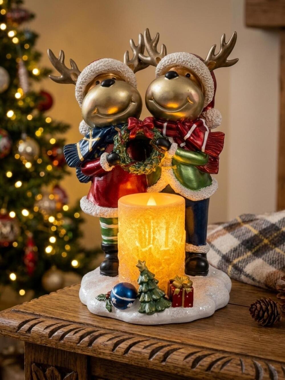 Christmas Indoor Outdoor Snowman Duo Resin Kringle Express 12”, Lighted,